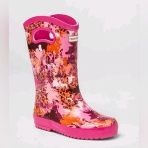 Size 5 - HUNTER Girl's Abstract Print Tall Rubber Mudcalf Rain Boots